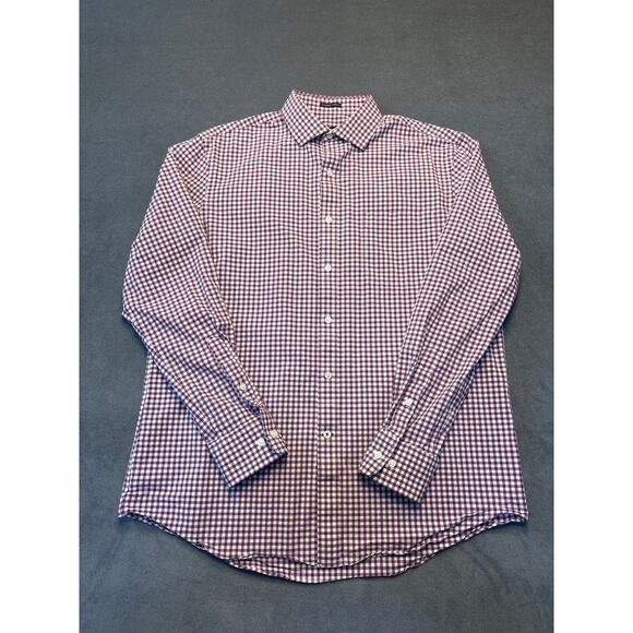 Tommy Hilfiger Other - Tommy Hilfiger Men Sz L Purple & White Checked Reg Fit Stretch Long Sleeve Shirt